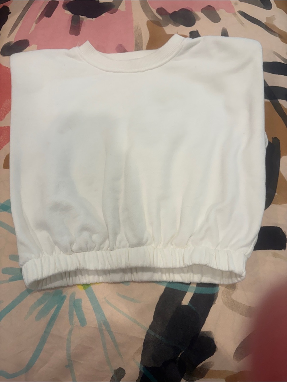 Women's White Elastic-Hem Muscle Tee
